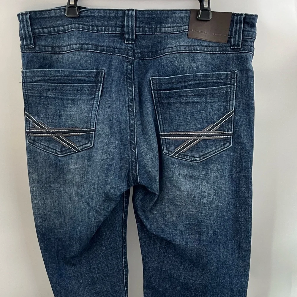 TK Axel Men's 38 x 32 Slim Boot Dark Wash Denim Blue Jeans - Picture 4 of 5